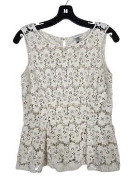 Dynamite needle Lace Shell Peplum Top - Cream